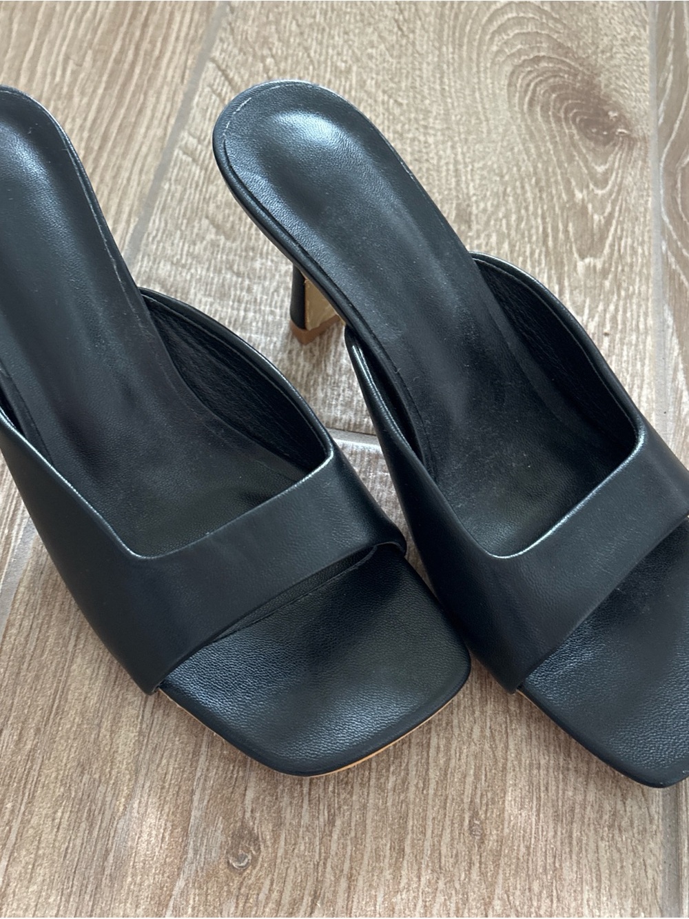 Women's Black Slide Mule Heels - Minimalist Slip-On Sandals